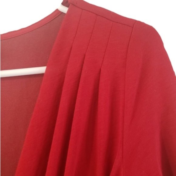 Ann Taylor Shirred Faux Wrap Dress Sz 0 Red - Picture 9 of 9